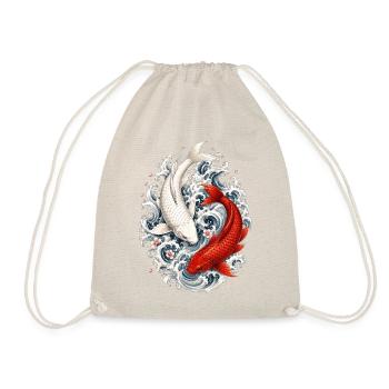 Koi Carp in Japanese Irezumi Tattoo Style - Drawstring Bag - nature - Front
