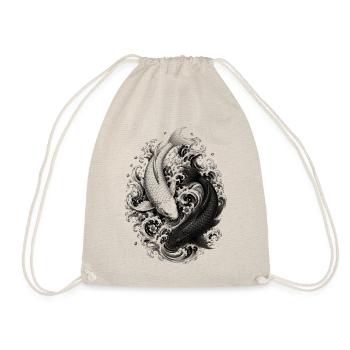 Two Koi as Yin Yang in Artful Irezumi Style - Drawstring Bag - nature - Front