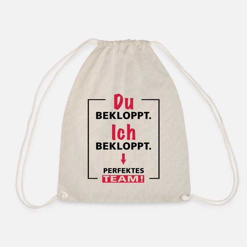 Du bekloppt - Ich bekloppt - perfektes Team - 2fgb - Turnbeutel - Natur