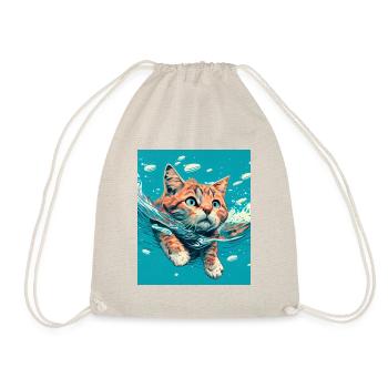 Rote Katze schwimmt im Wasser - Turnbeutel - Natur - Vorne