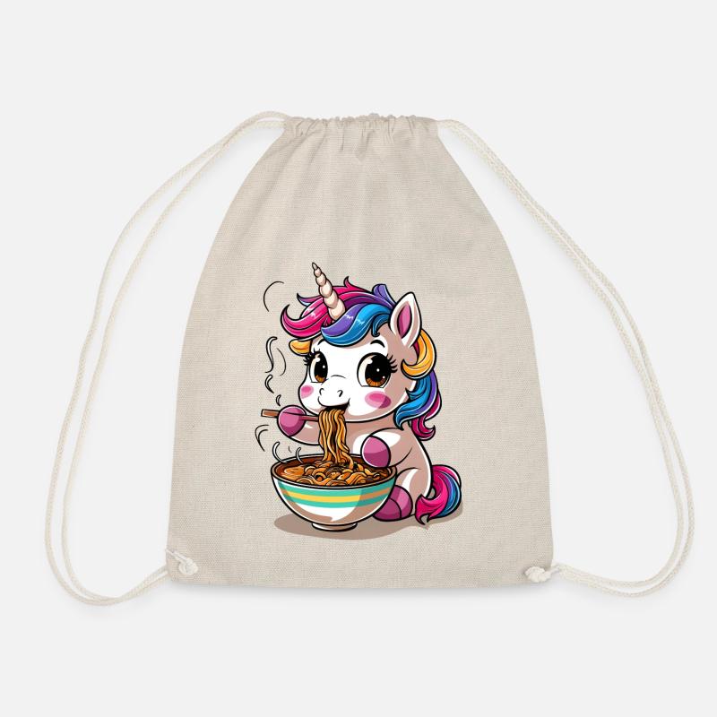Süßes Einhorn isst Ramen - Turnbeutel - Natur