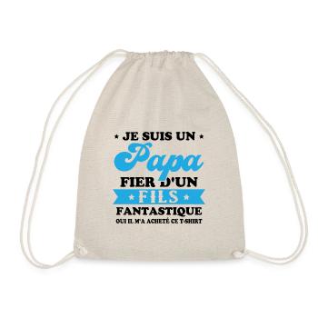Je suis un papa fier d'un fils, Cadeau papa - Sac de sport léger - nature - Devant