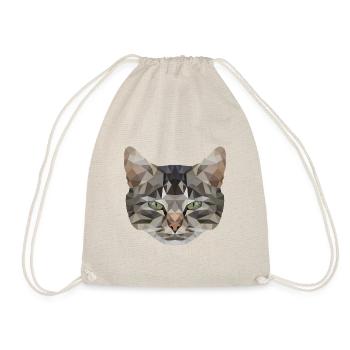 Katze | Polygon Kater Kopf | Katzenkopf | Kätzchen - Turnbeutel - Natur - Vorne