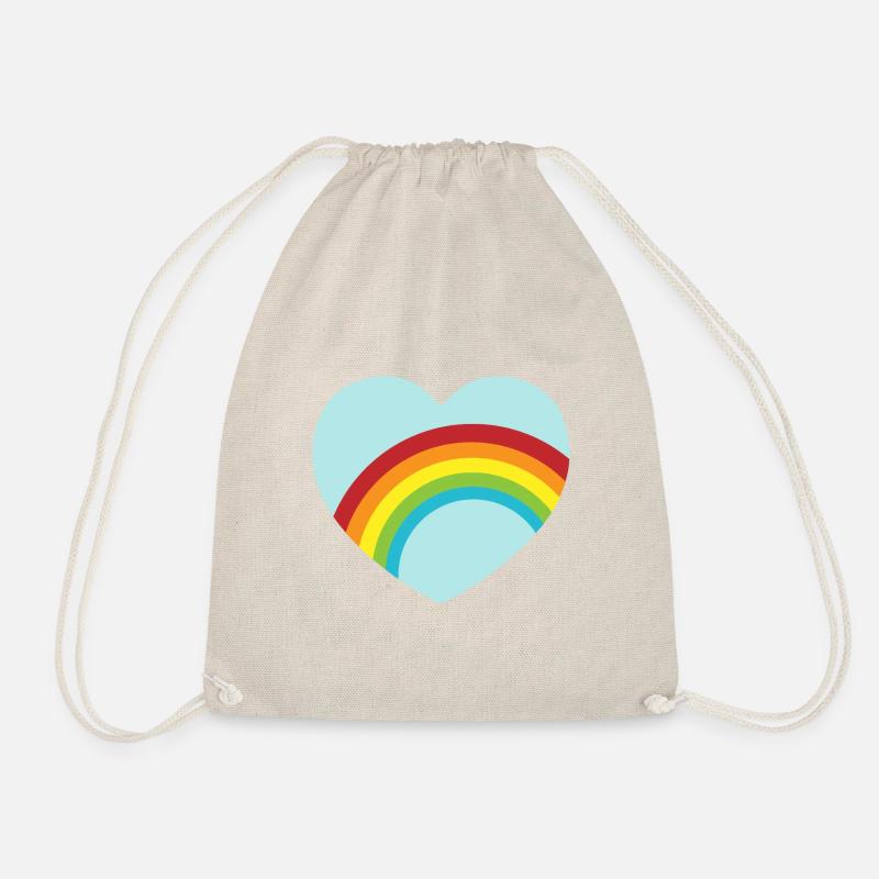 Hellblaues Regenbogen Herz / blue rainbow heart - Turnbeutel - Natur