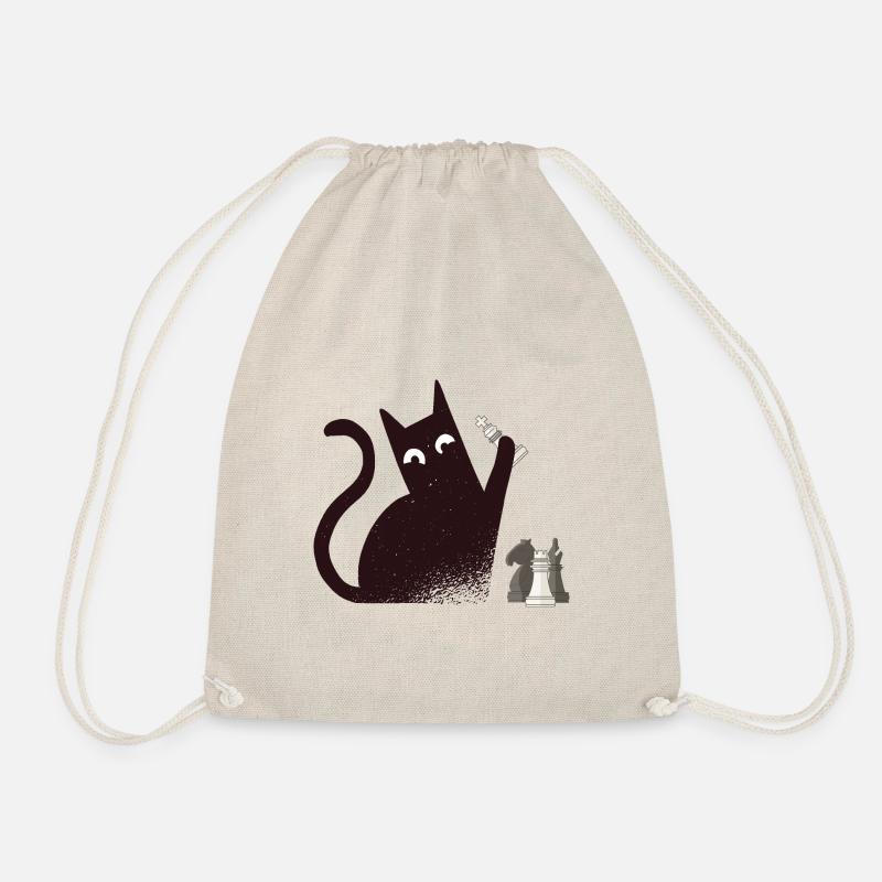 Cat playing chess with chess pieces - Drawstring Bag - nature