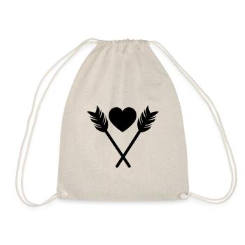 Heart Arrow - Drawstring Bag - nature - Front