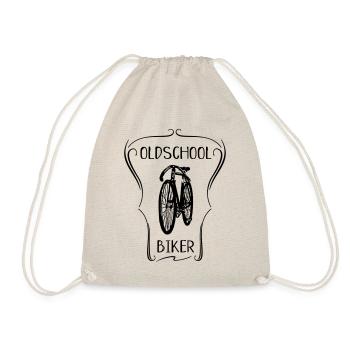 oldschool biker Fahrrad alt Drahtesel Geschenk - Turnbeutel - Natur - Vorne