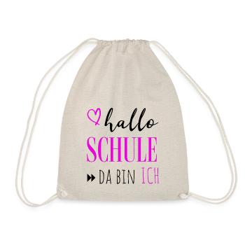 Schulkind 2023 hallo Schule, zum Personalisieren - Turnbeutel - Natur - Vorne