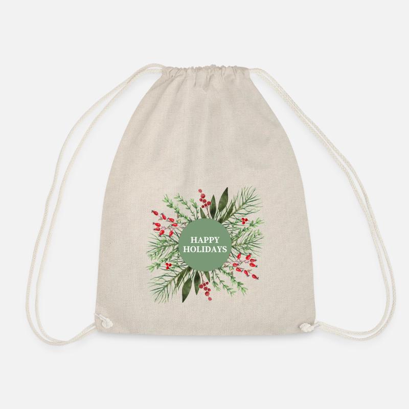 Happy Holidays - Drawstring Bag - nature