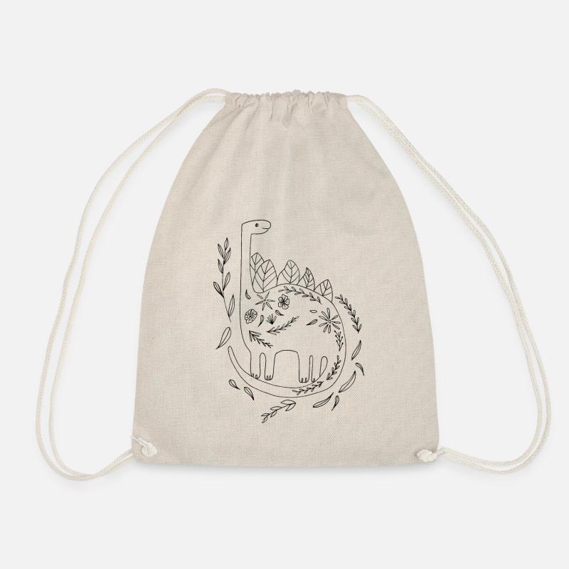 Langhals Dinosaurier Florales Design Geschenk - Turnbeutel - Natur