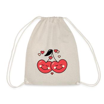 Cherry and Love - Drawstring Bag - nature - Front