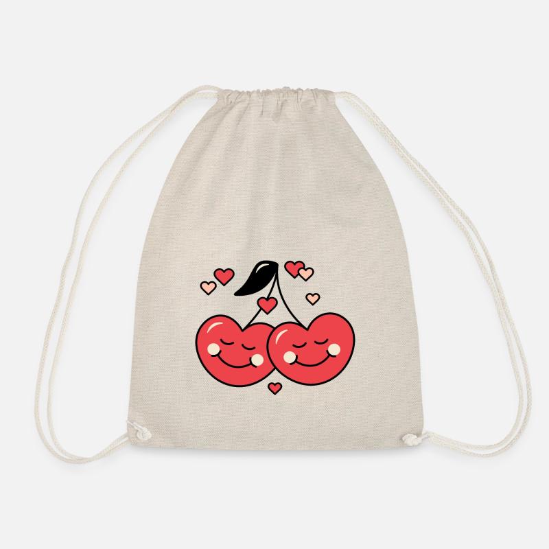 Cherry and Love - Drawstring Bag - nature