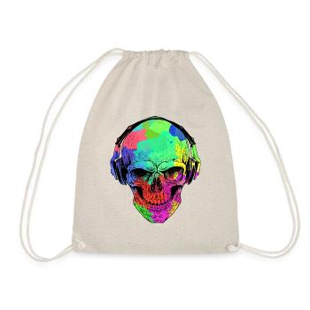 RAINBOW SKULL HEADPHONE - Drawstring Bag - nature - Front