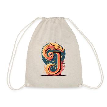 Buchstabe J mit Drache - Turnbeutel - Natur - Vorne