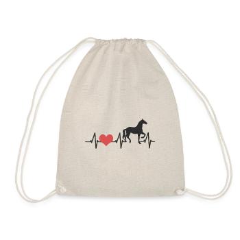 Herzschlag Pferd Pferde Reiten Reitsport Geschenk - Turnbeutel - Natur - Vorne