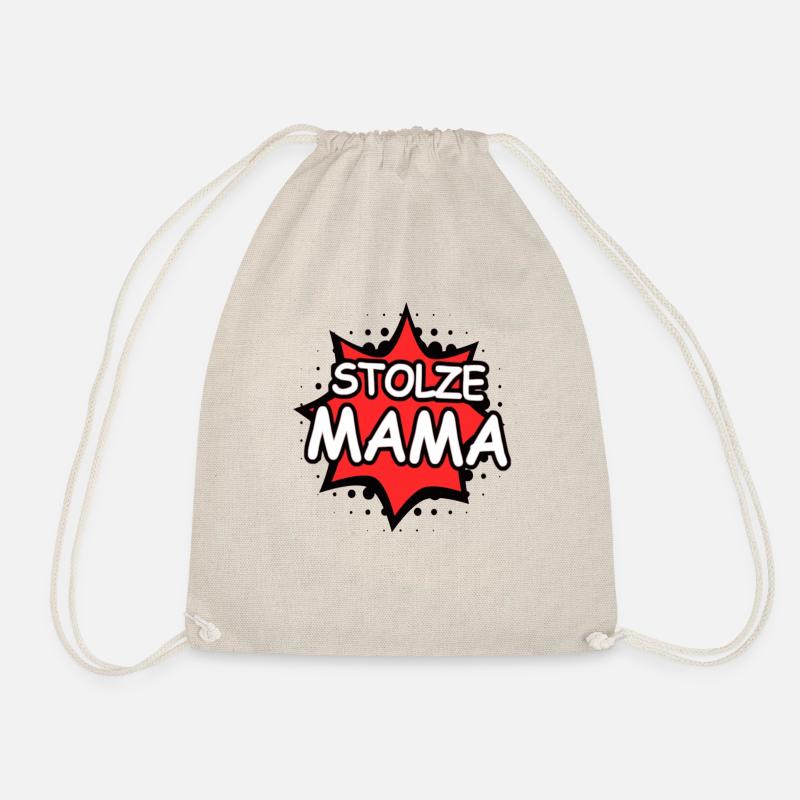 "Proud Mama" comic lettering for new mum's - Drawstring Bag - nature