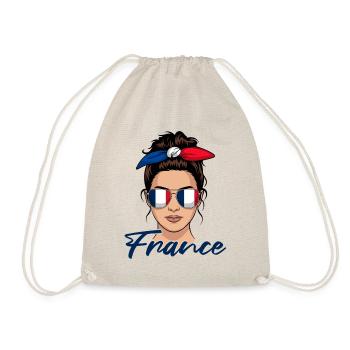 Französisch Mädchen Frau Flagge Frankreich - Turnbeutel - Natur - Vorne