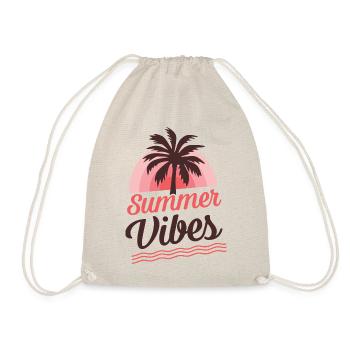 Summer vibes - sunset, palm trees and the sea - Drawstring Bag - nature - Front