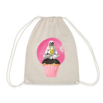 yoga panda cupcake süß pink niedlich namaste ohm - Turnbeutel - Natur - Vorne