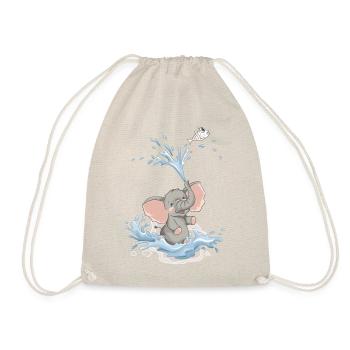 Elephant Baby Elephant Water Splash Summer Bathing - Drawstring Bag - nature - Front