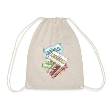 Retro Watercolor Tapes Cassettes Oldschool Mixtapes - Drawstring Bag - nature - Front