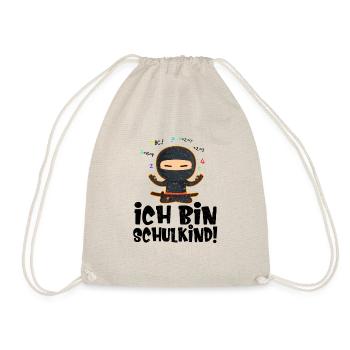 Schulbeginn Ninja Schulkind Spruch Einschulung - Turnbeutel - Natur - Vorne