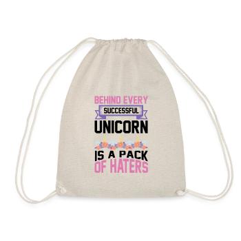 Behind every successful unicorn are haters - Drawstring Bag - nature - Front