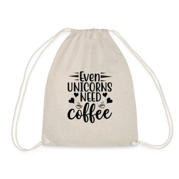 Auch Einhörner brauchen Kaffee Unicorn - Turnbeutel - Natur - Vorne