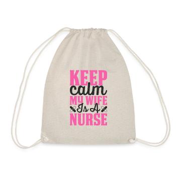 Keep calm my wife is a nurse - Drawstring Bag - nature - Front