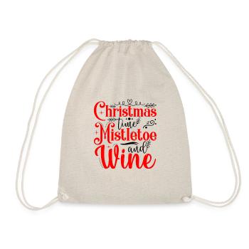 Weihnachtszeit Mistelzweig und Wein Ugly Christmas - Turnbeutel - Natur - Vorne