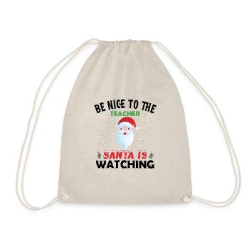 Be nice to the teacher Santa is Watching Norwegian - Drawstring Bag - nature - Front