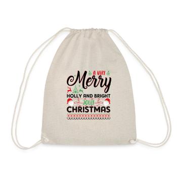 Jolly Chirstmas Ugly Christmas Sweater - Turnbeutel - Natur - Vorne