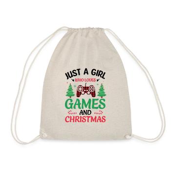 Just a girl who loves games Norwegian patterns - Drawstring Bag - nature - Front