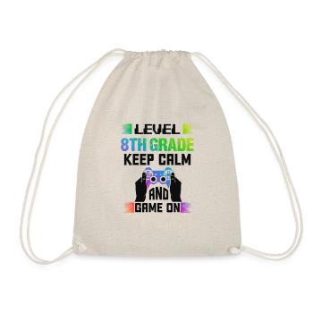 Level 8TH GRADE keep calm and game on - Drawstring Bag - nature - Front