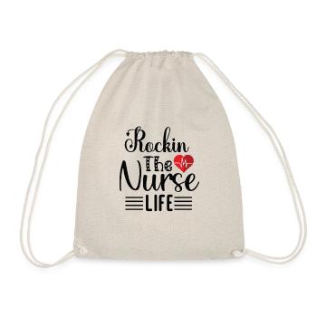 Rockin The Nurse Life - Drawstring Bag - nature - Front