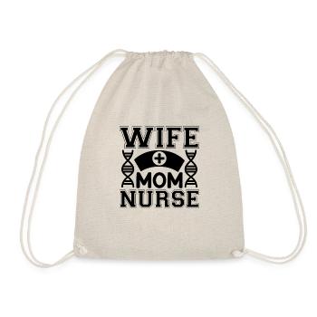 Wife Mom Nurse - Drawstring Bag - nature - Front