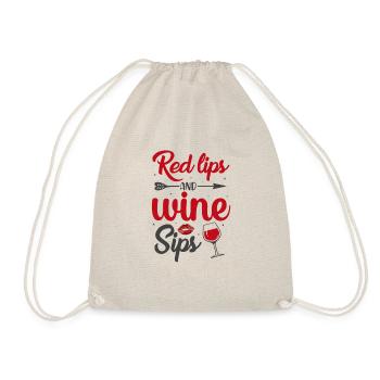 Rote Lippen und Wein - Turnbeutel - Natur - Vorne