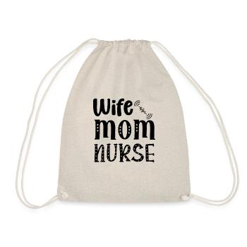 Wife Mama Nurse - Drawstring Bag - nature - Front