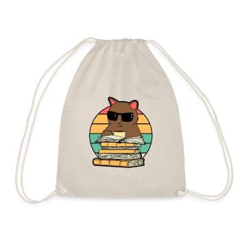 Cat Coffee and Books Funny - Drawstring Bag - nature - Front