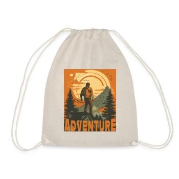 Retro Wander Design Bergsteiger und Natur - Turnbeutel - Natur - Vorne
