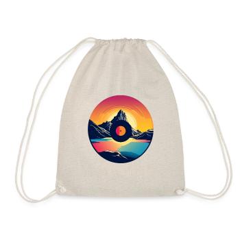 Vinyl transforms into mountain scenery - Drawstring Bag - nature - Front