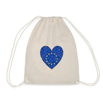 EU Flag Heart Art Design Europe Euro Brussels - Drawstring Bag - nature - Front