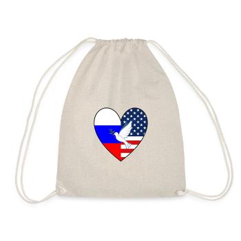 USA Russland Flagge Herz Friedenstaube - Turnbeutel - Natur - Vorne