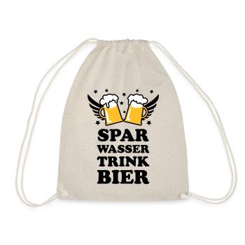 49 Spar Wasser trink Bier Spruch Sprüche - Turnbeutel - Natur - Vorne