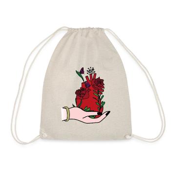 Heart on hand - Drawstring Bag - nature - Front