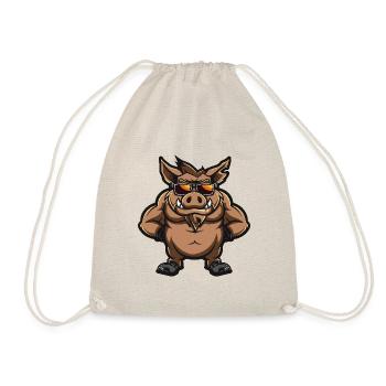 Wildschwein Schwein Cool Comic - Turnbeutel - Natur - Vorne