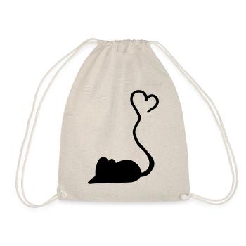Mouse heart gift / mouse heart - Drawstring Bag - nature - Front