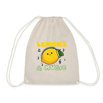 Lemons and Music Notes Musician Clef Lemonade - Drawstring Bag - nature - Front