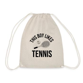 Junge mag Tennisball, Sportplatz, Hobby - Turnbeutel - Natur - Vorne