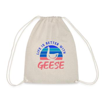 Life With Geese Wildlife Cute Goose Birds - Drawstring Bag - nature - Front